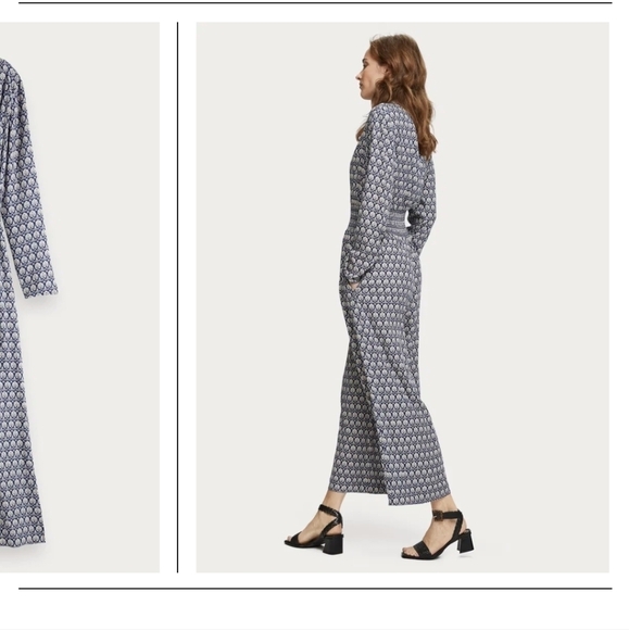 SCOTCH & SODA Blue & Cream Long Sleeve Jumpsuit All In One Size Medium - Picture 5 of 15